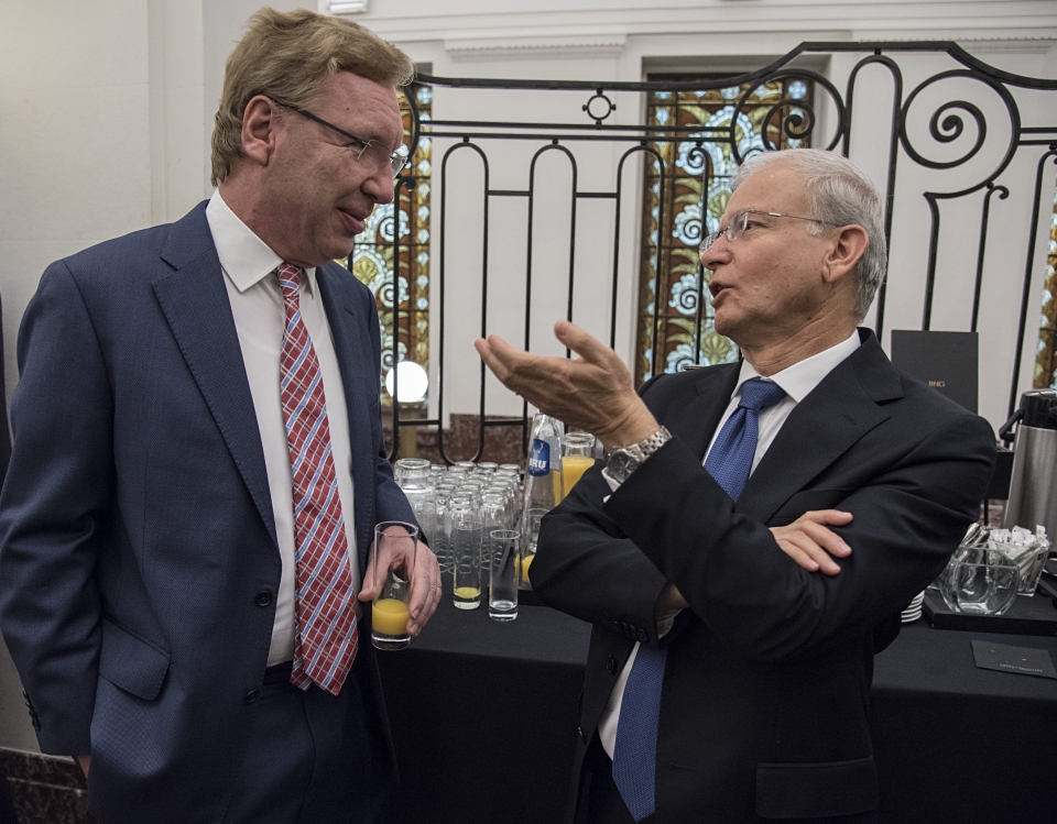 From left: Ambassador Georges Friden, Permanent Representative of Luxembourg to the EU, with Israeli Ambassador to the EU and NATO Aharon Leshno-Yaar From left: Ambassador Georges Friden, Permanent Representative of Luxembourg to the EU, with Israeli Ambassador to the EU and NATO Aharon Leshno-Yaar